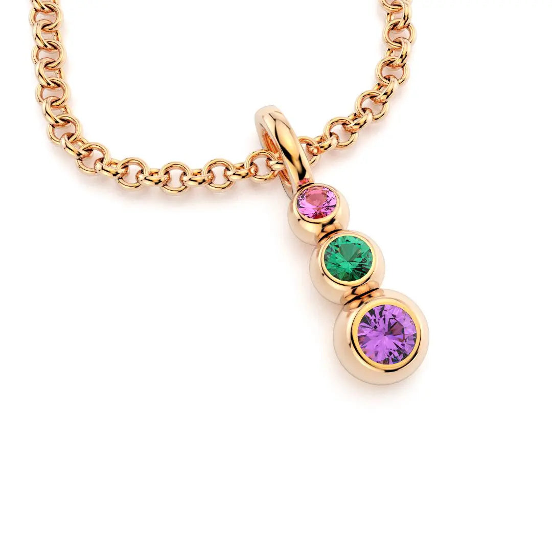 collier volga pour femme en or rose emeraude saphir violet