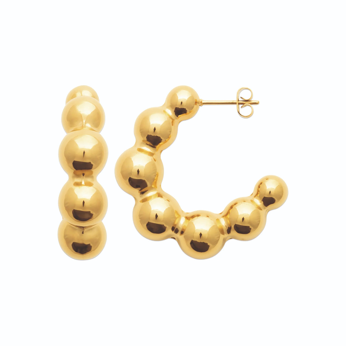 Boucles d’oreilles créoles boules graduées en acier PVD doré