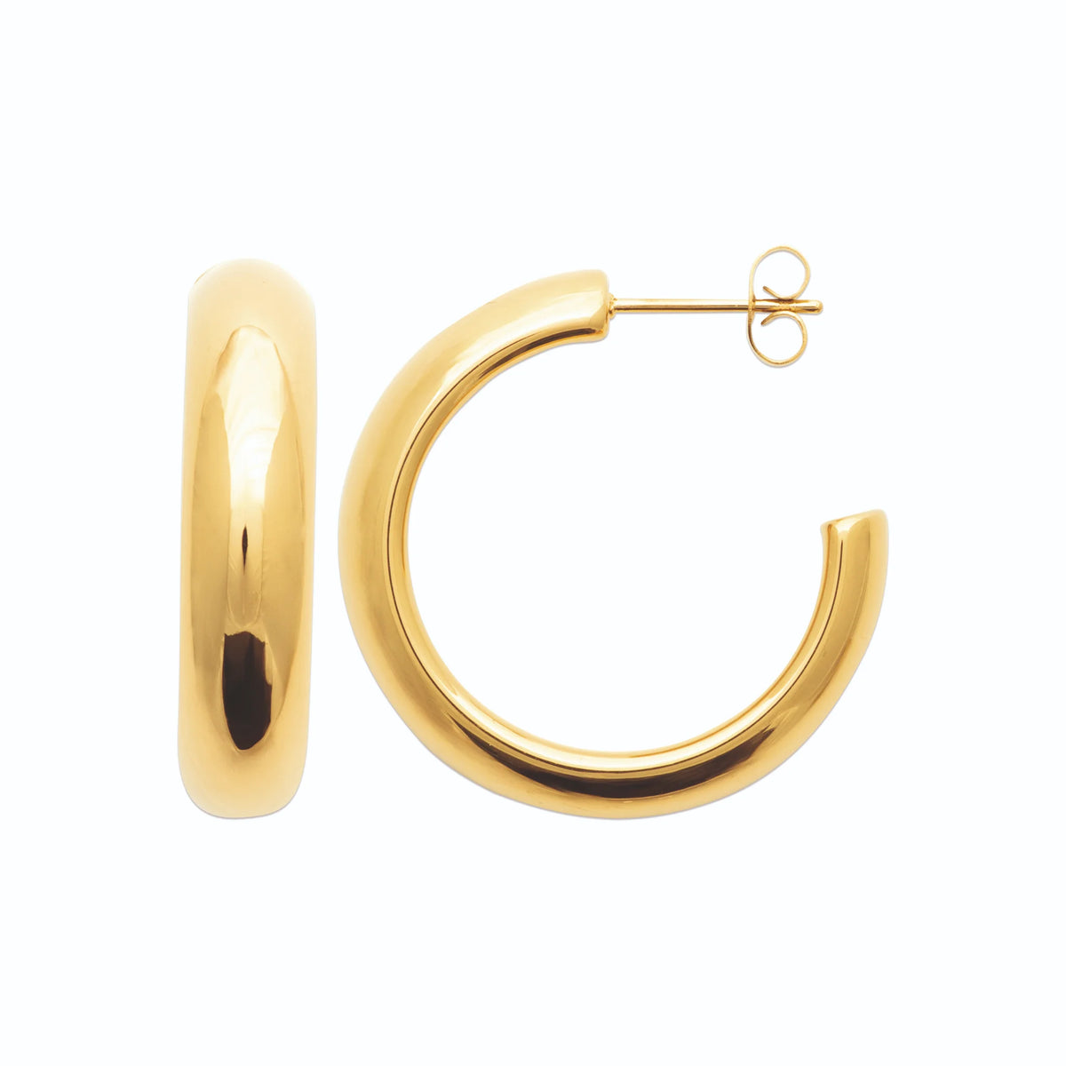 Boucles d’oreilles créoles épaisses 30 mm en acier PVD doré