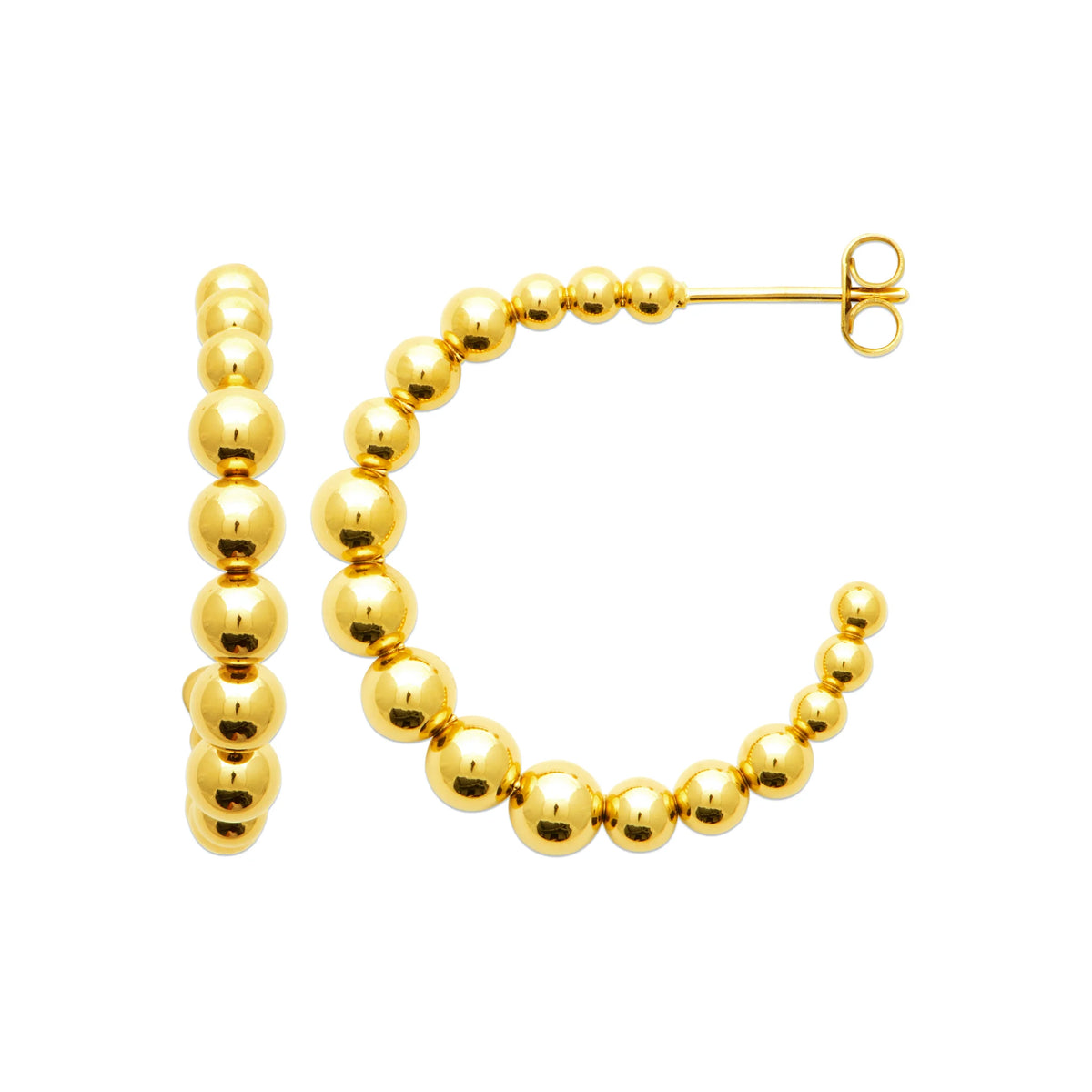 Boucles d’oreilles créoles perlées en acier PVD doré