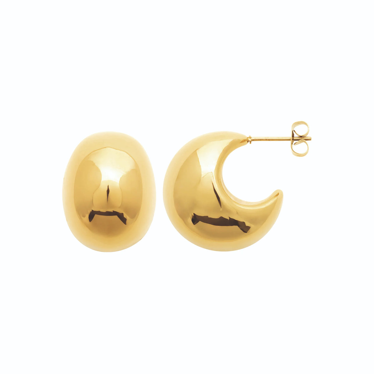 Boucles d’oreilles demi-créoles bulle en acier PVD doré