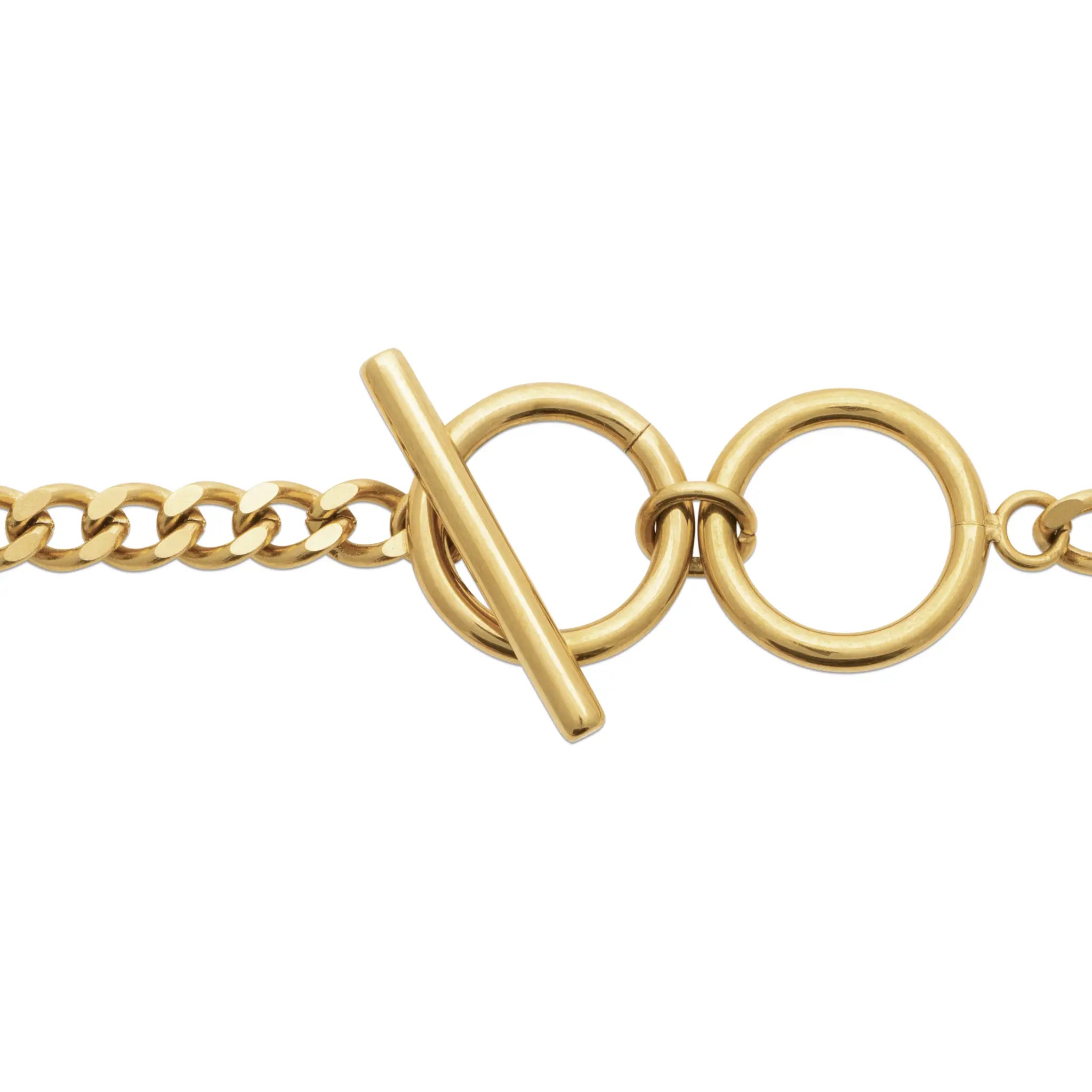 Collier Double Rang Asymétrique à Fermoir Toggle – Finition PVD Or Miroir