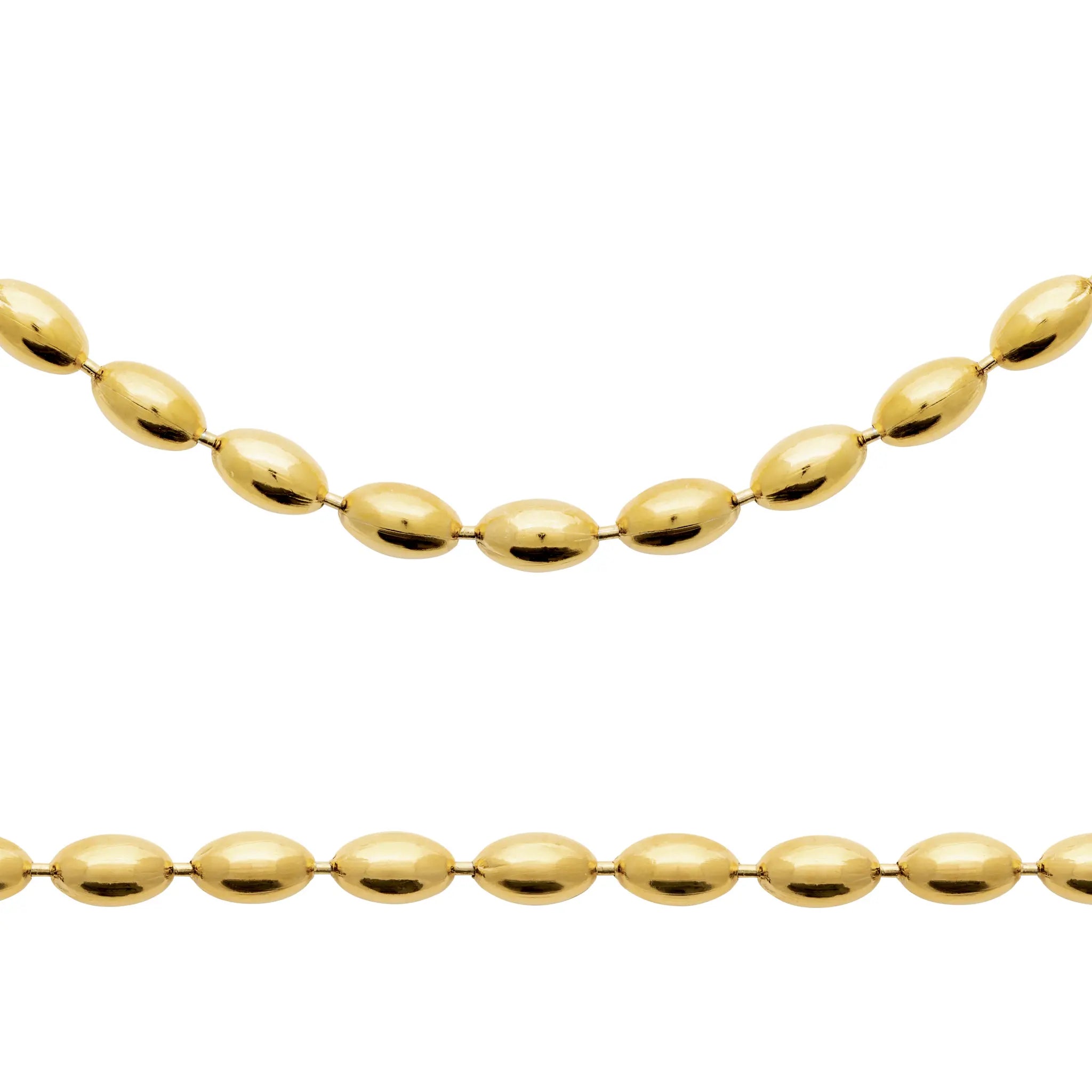 Collier Chaîne Maille Grain de Riz – Finition PVD Or Miroir