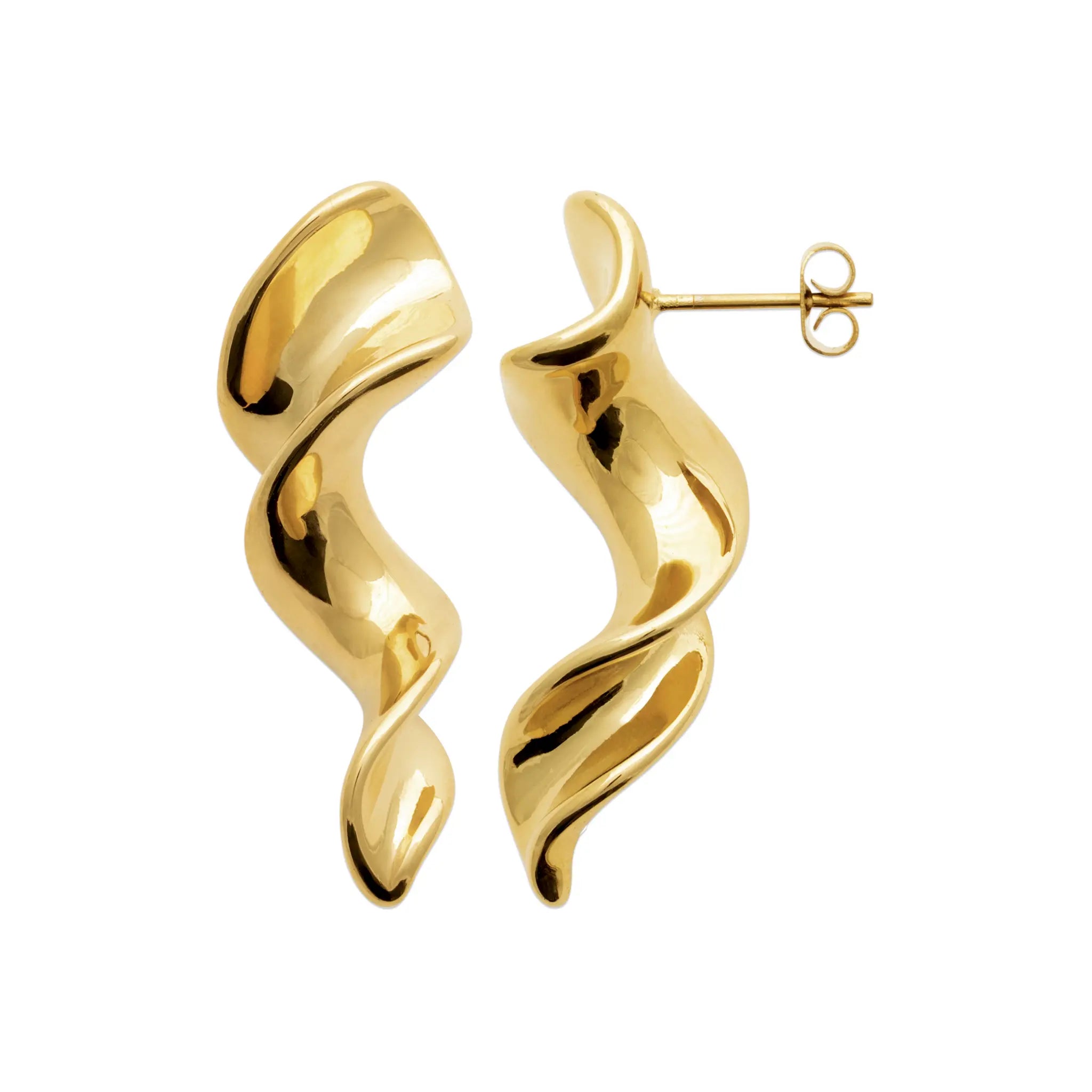 Boucles d'oreilles Pendantes "Lasso Torsadé" en PVD Doré