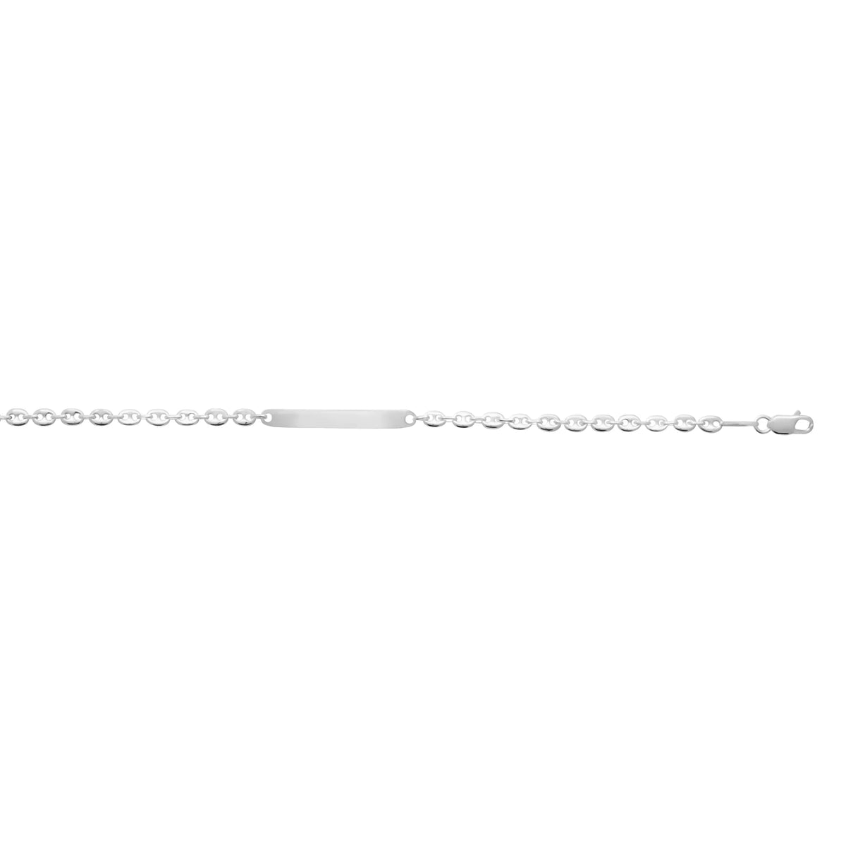 Gourmette identité argent 925 rhodié, maille gourmette 3,7 mm, 18 cm