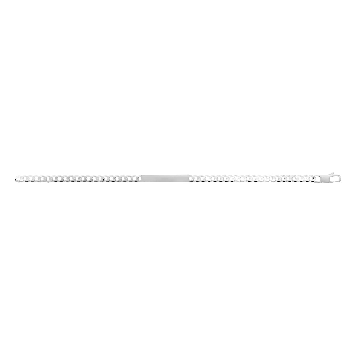 Gourmette identité argent 925 rhodié, maille gourmette 4 mm, 18 cm