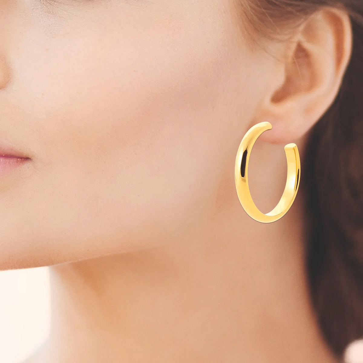 Boucles d’oreilles grandes créoles 47 mm en acier PVD doré