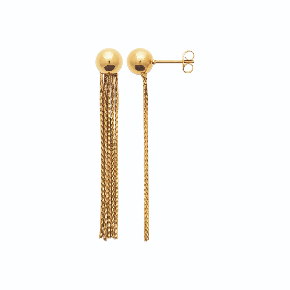 Boucles d’oreilles pendantes pompon de chaînes en acier PVD doré