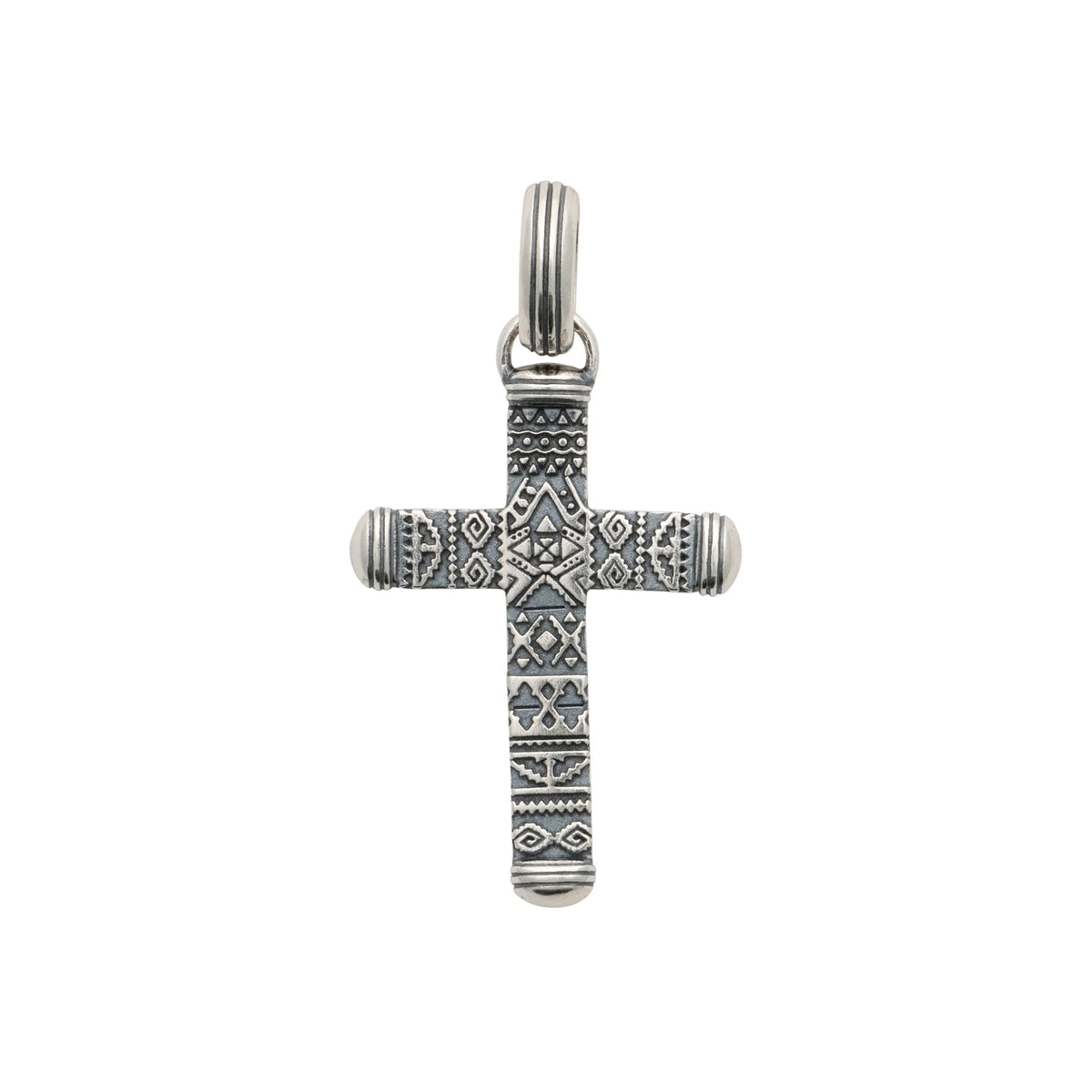 Pendentif croix à motifs ethniques en argent 925