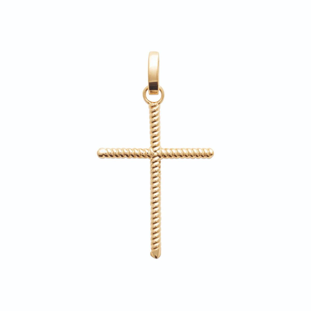 Pendentif croix fine torsadée en plaqué or