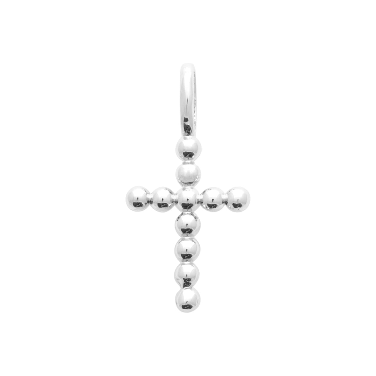 Pendentif croix perlée en argent rhodié