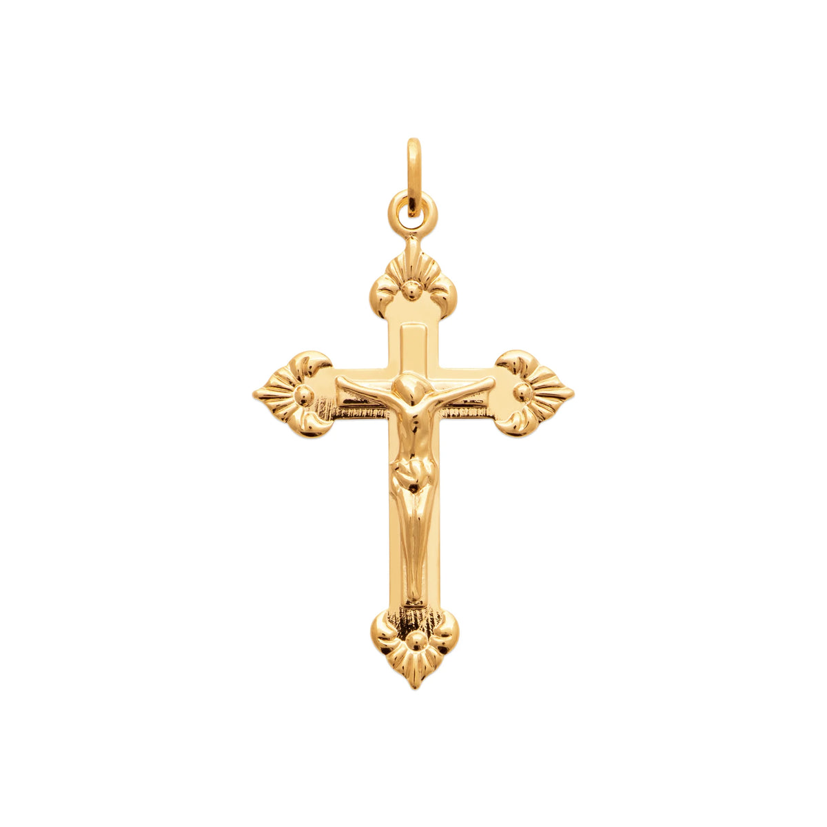 Pendentif crucifix fleurdelisé en plaqué or