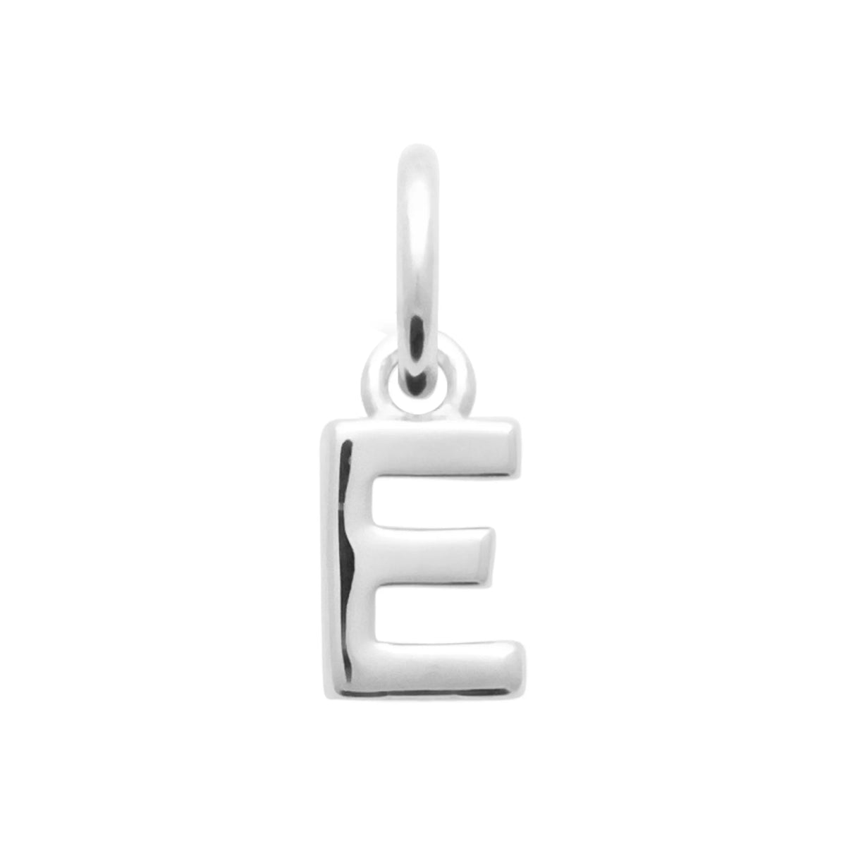 Pendentif initiale en argent rhodié : lettre E