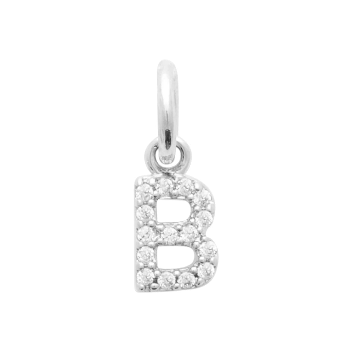 Pendentif initiale sertie de zircons en argent rhodié : lettre B