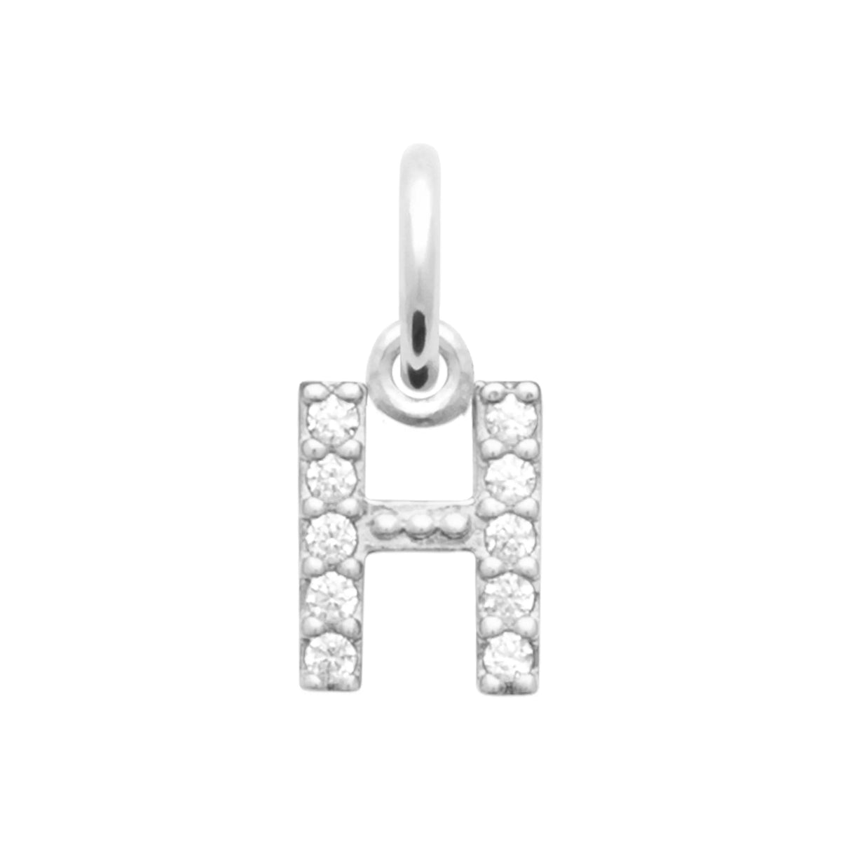 Pendentif initiale sertie de zircons en argent rhodié : lettre H