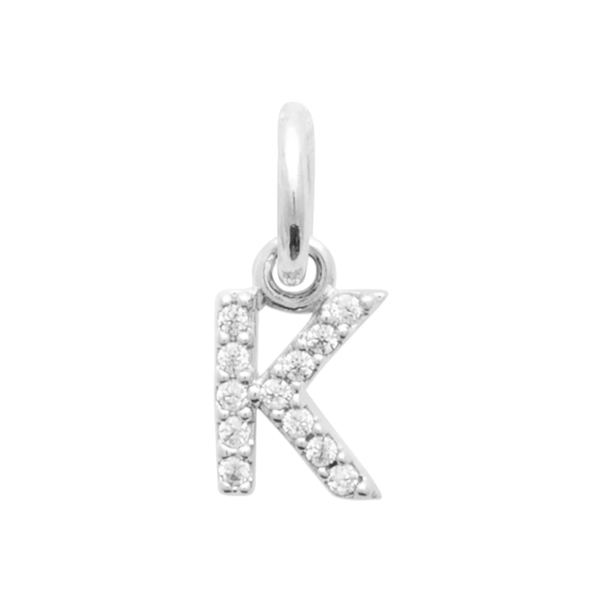 Pendentif initiale sertie de zircons en argent rhodié : lettre K