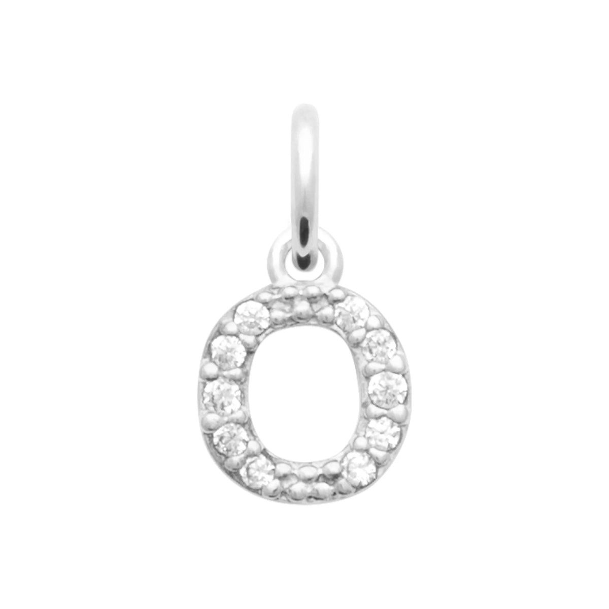 Pendentif initiale sertie de zircons en argent rhodié : lettre O