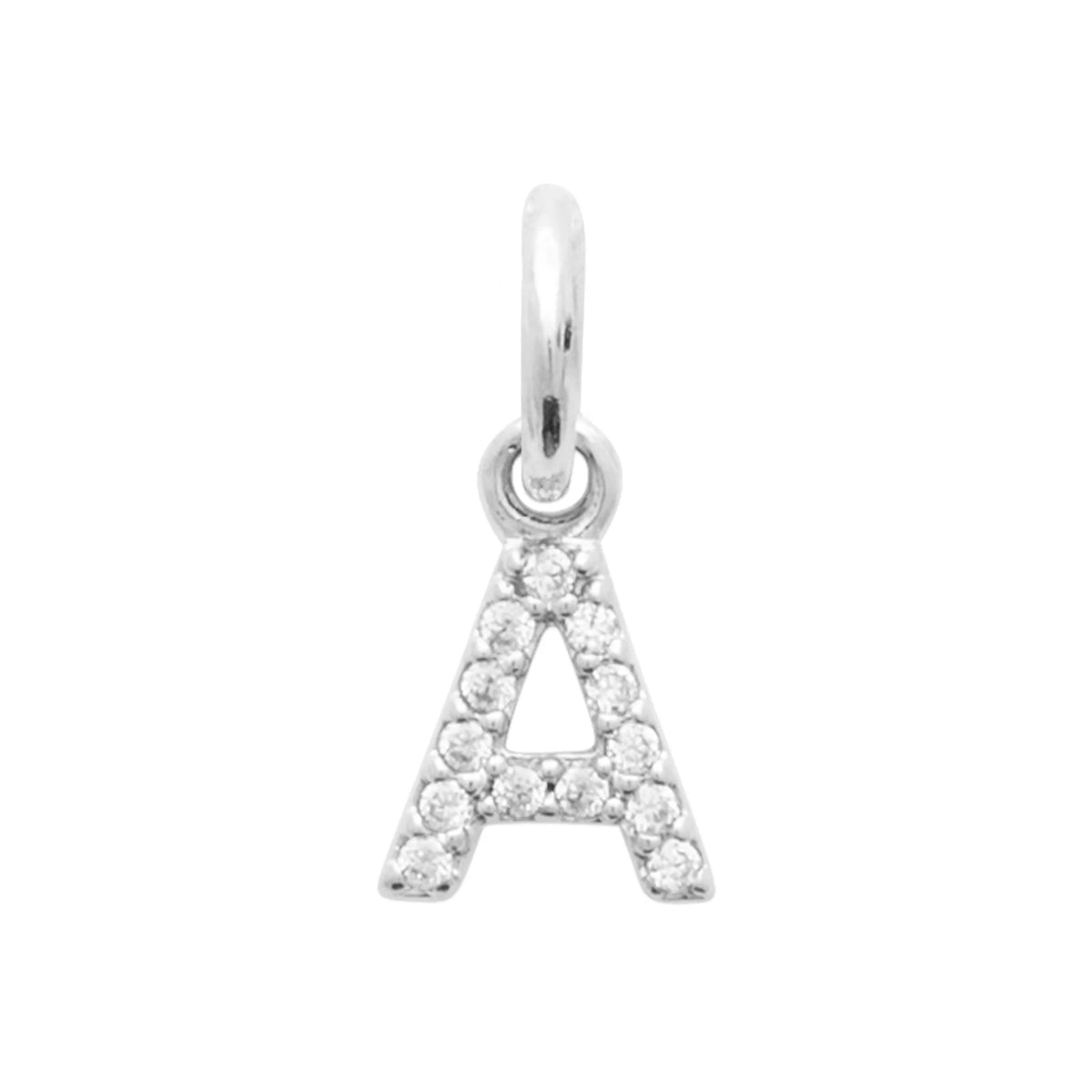 Pendentif initiale sertie de zircons en argent rhodié