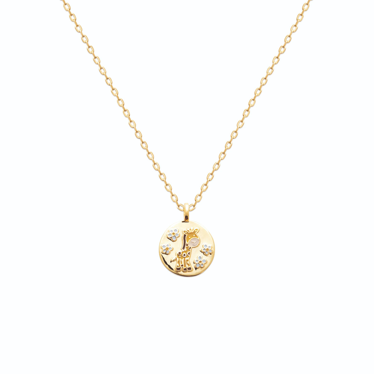 Pendentif médaille girafe enfant en plaqué or