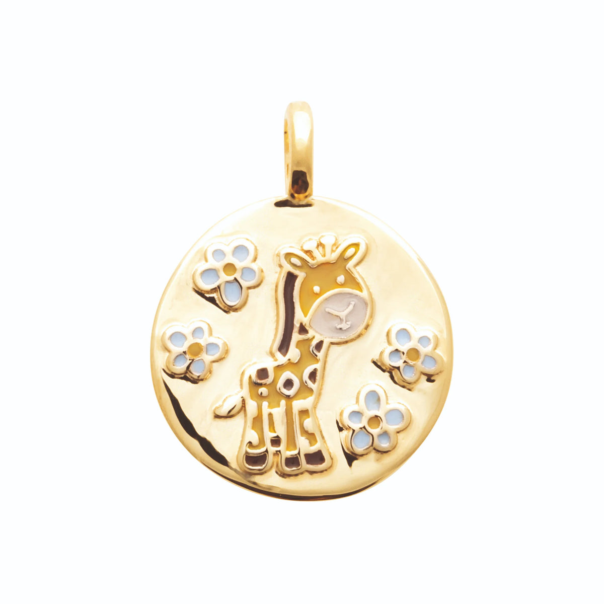 Pendentif médaille girafe enfant en plaqué or