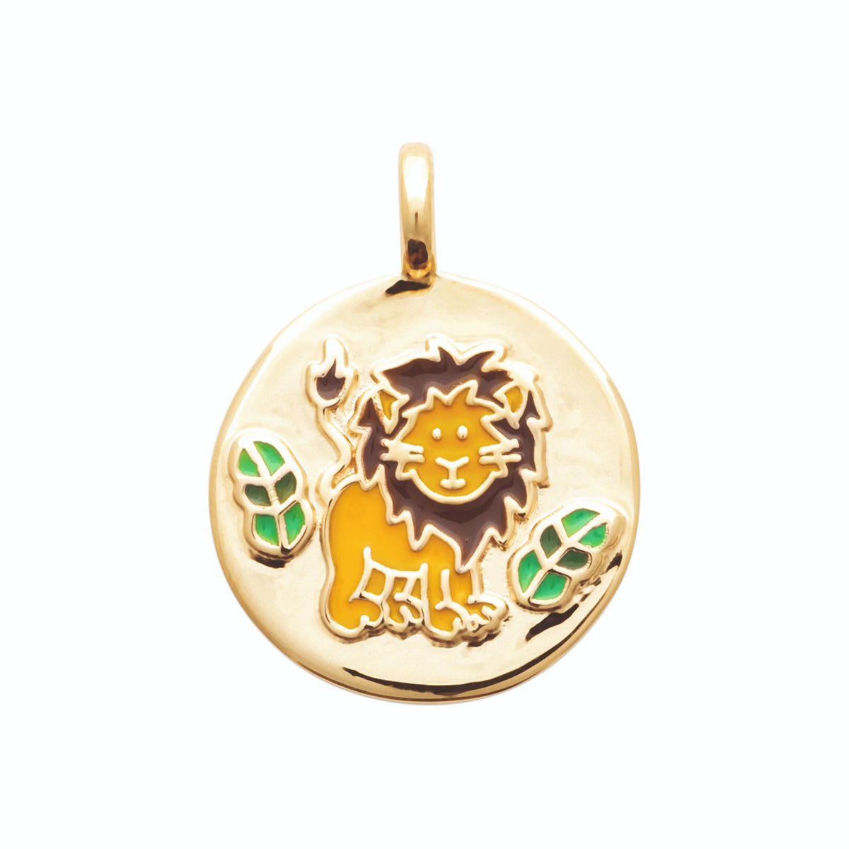 Pendentif médaille lion enfant en plaqué or