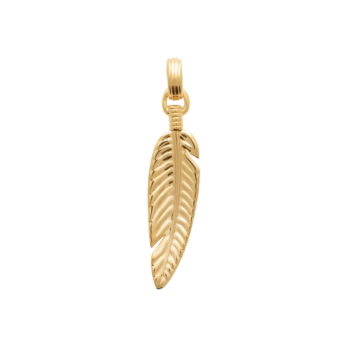 Pendentif plume ciselée en plaqué or