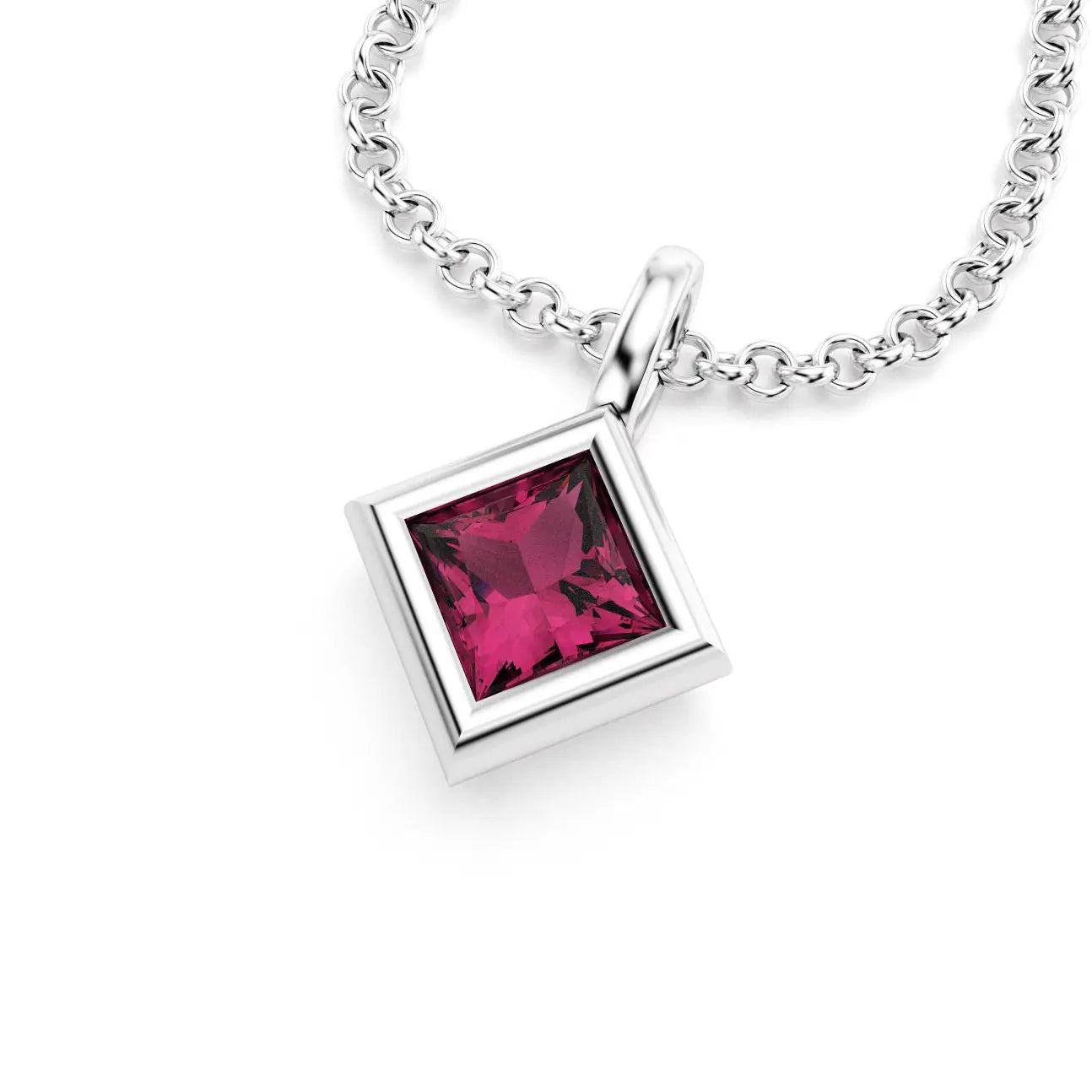 pendentif byzance pour femme en argent avec rhodolite carré