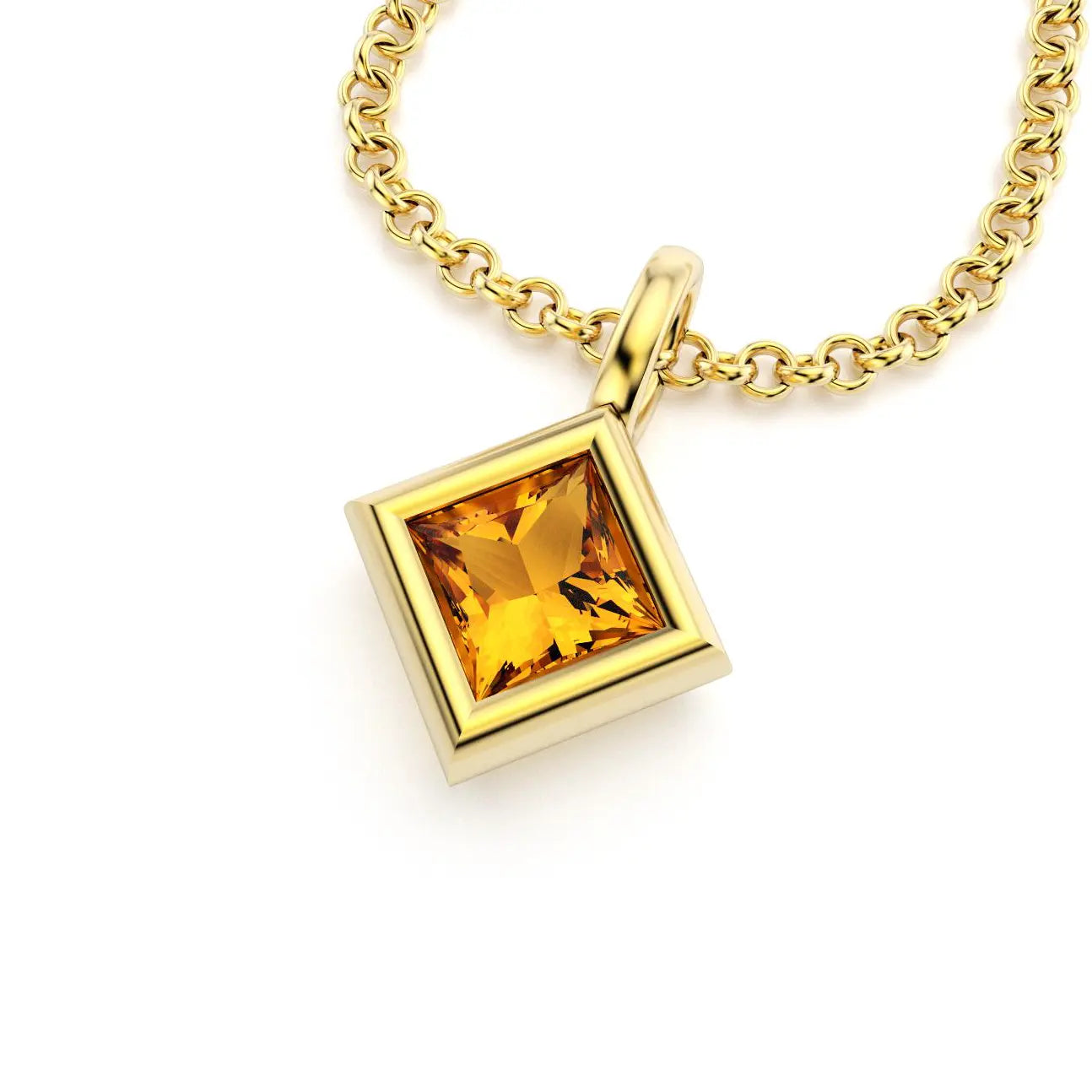 pendentif byzance pour femme en or jaune avec citrine carré