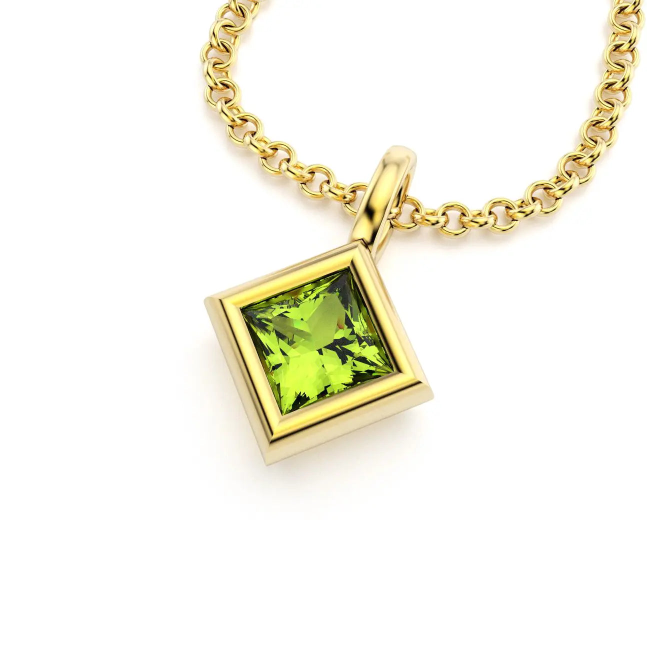 pendentif byzance pour femme en or jaune avec peridot carré