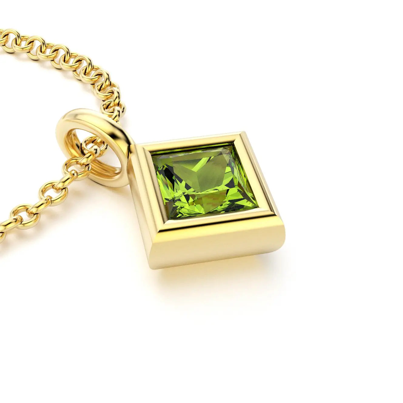 pendentif byzance pour femme en or jaune avec peridot carré