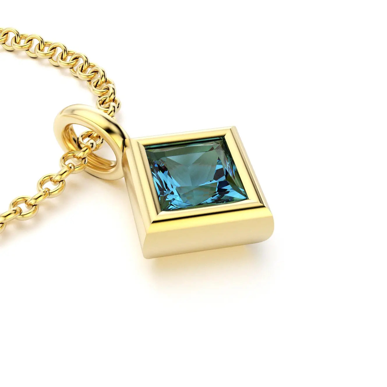 pendentif byzance pour femme en or jaune avec topaze carré
