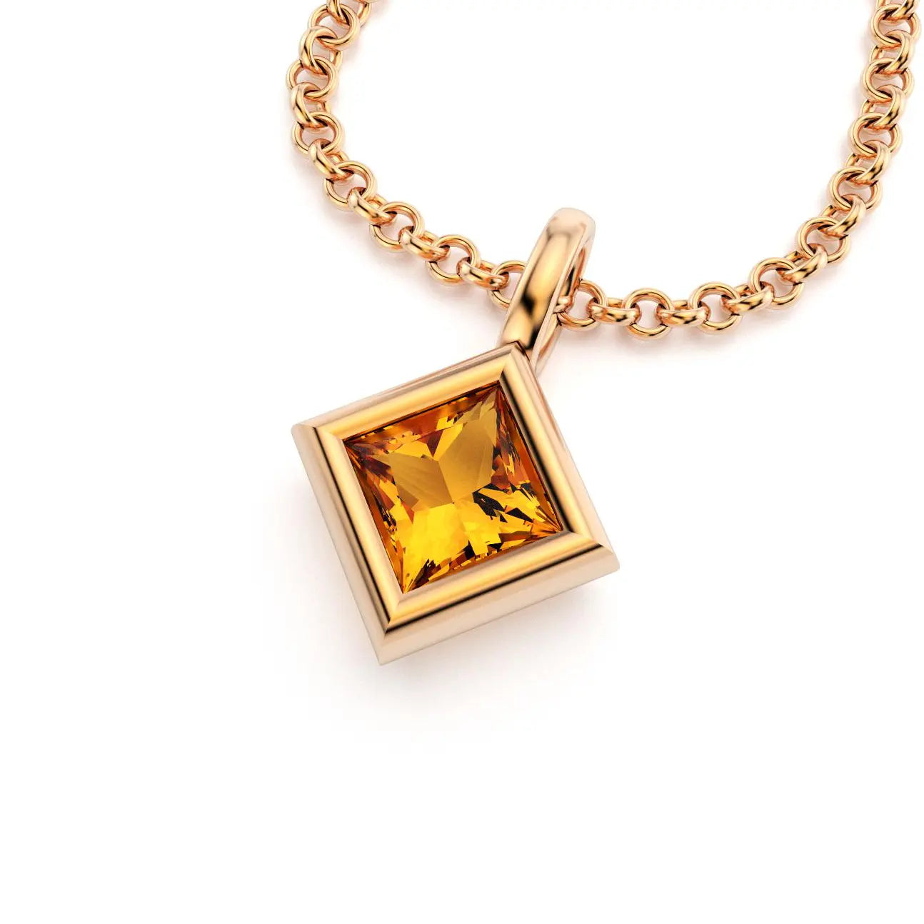 pendentif byzance pour femme en or jaune avec citrine carré