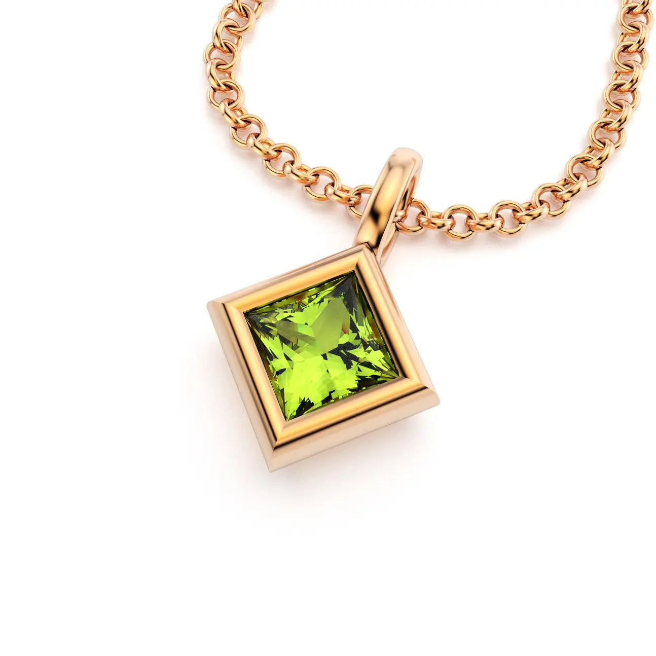 pendentif byzance pour femme en or jaune avec peridot carré