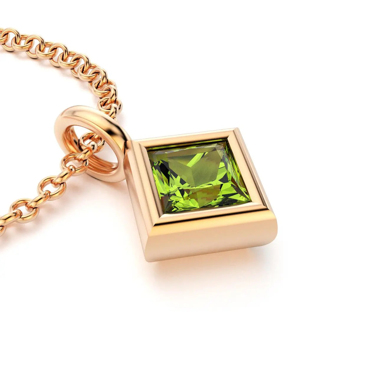 pendentif byzance pour femme en or jaune avec peridot carré