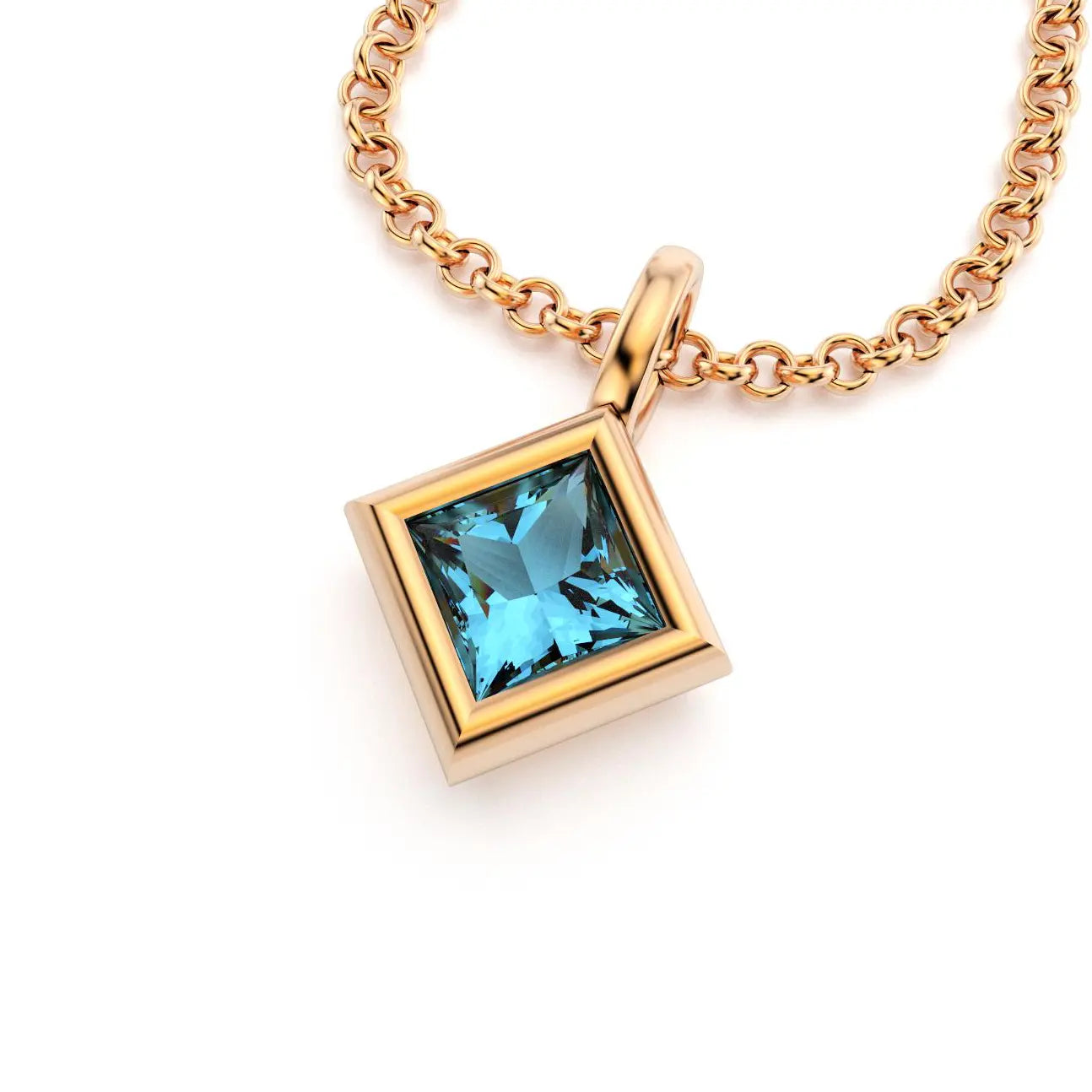 pendentif byzance pour femme en or rose avec topaze carré