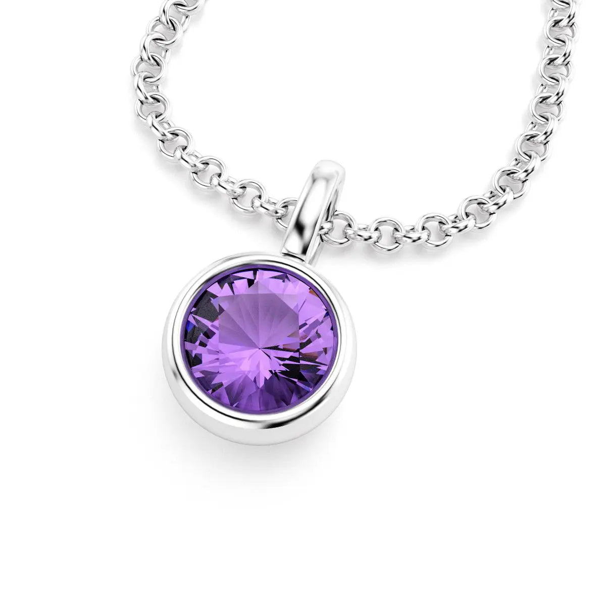 pendentif byzance pour femme en argent avec amethyste rond