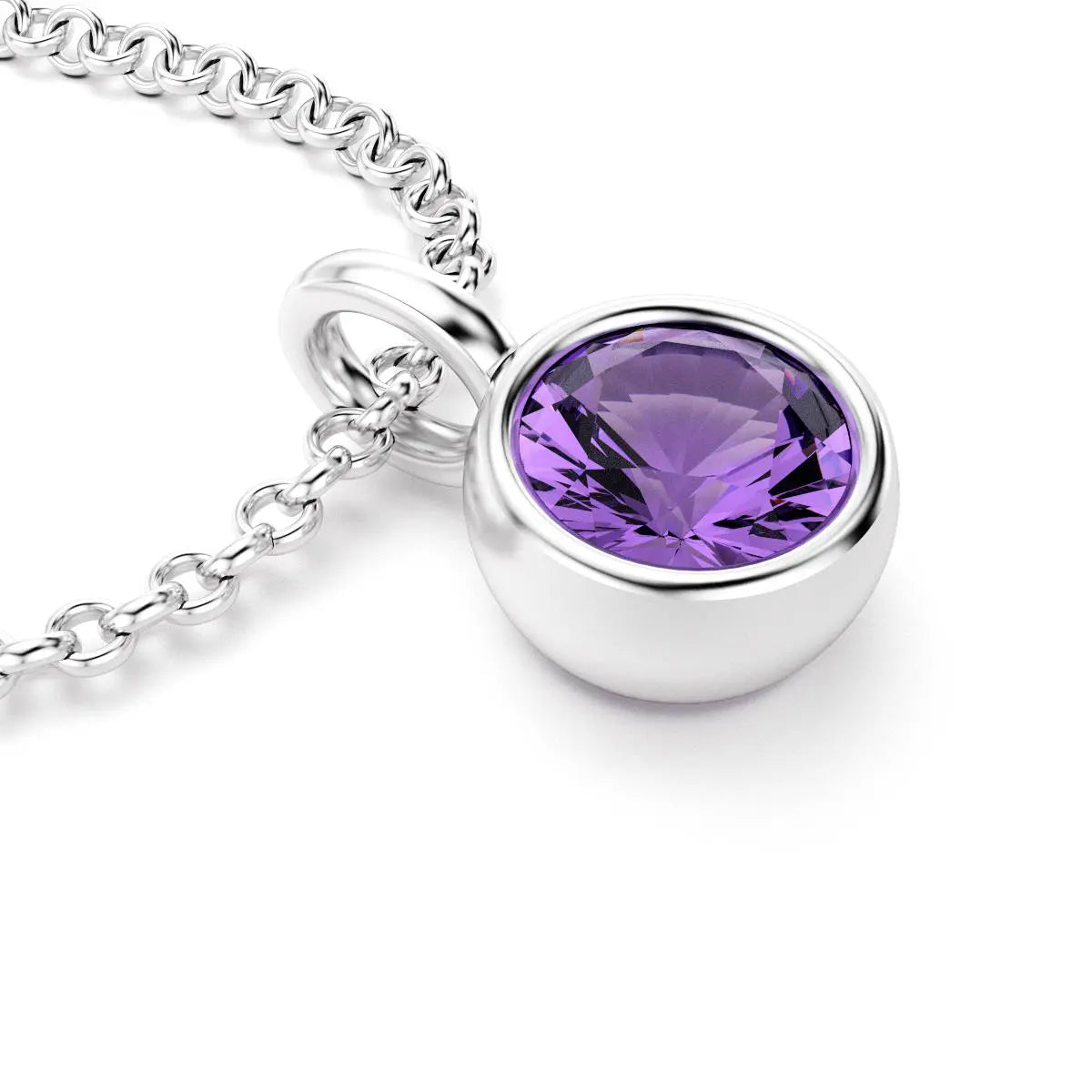 pendentif byzance pour femme en argent avec amethyste rond