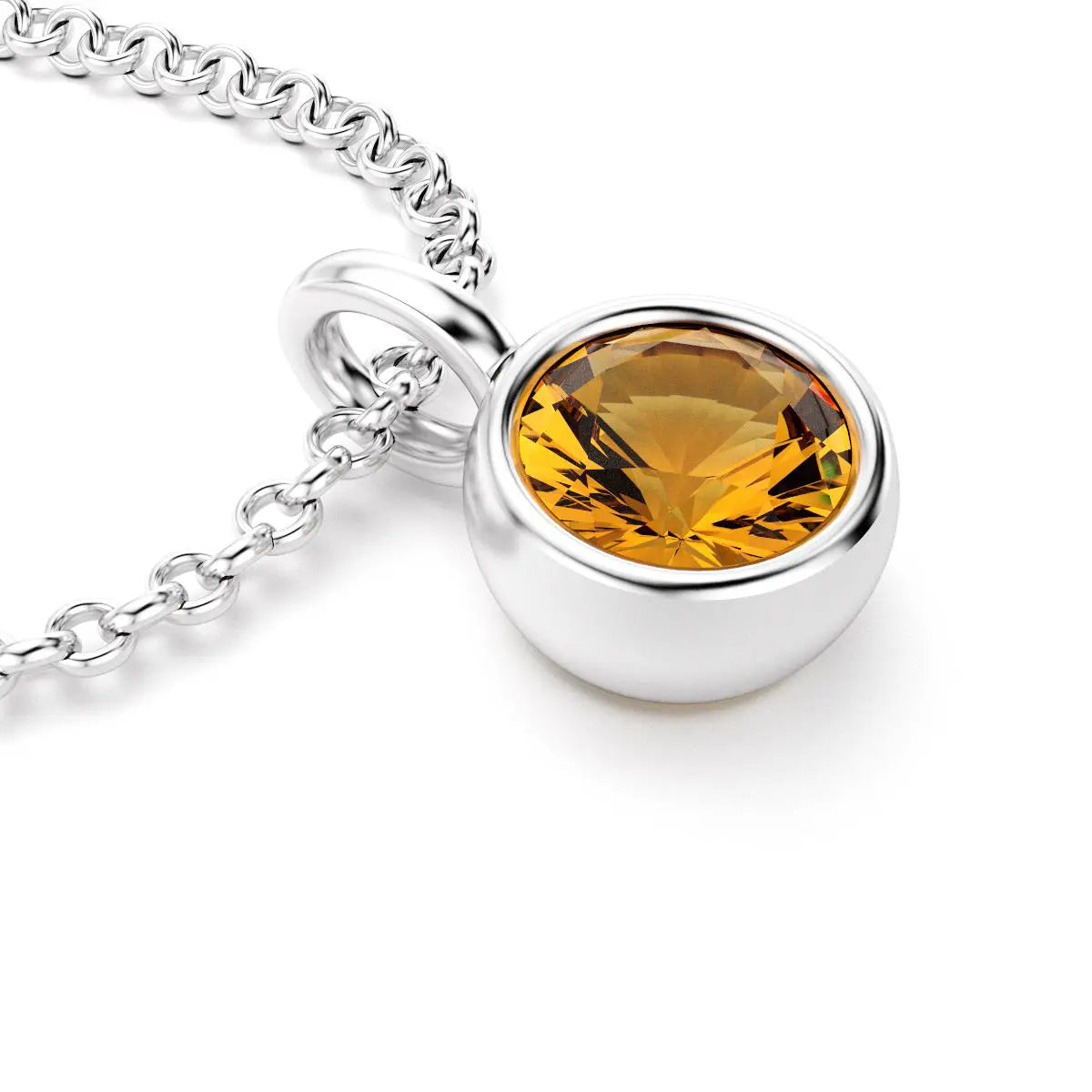 pendentif byzance pour femme en argent avec citrine rond