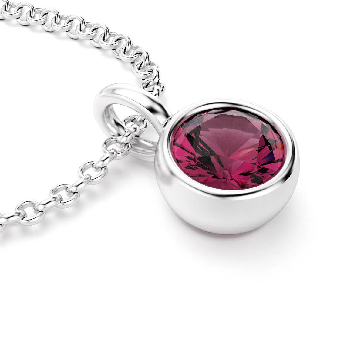 pendentif byzance pour femme en argent avec grenat rhodolite rond
