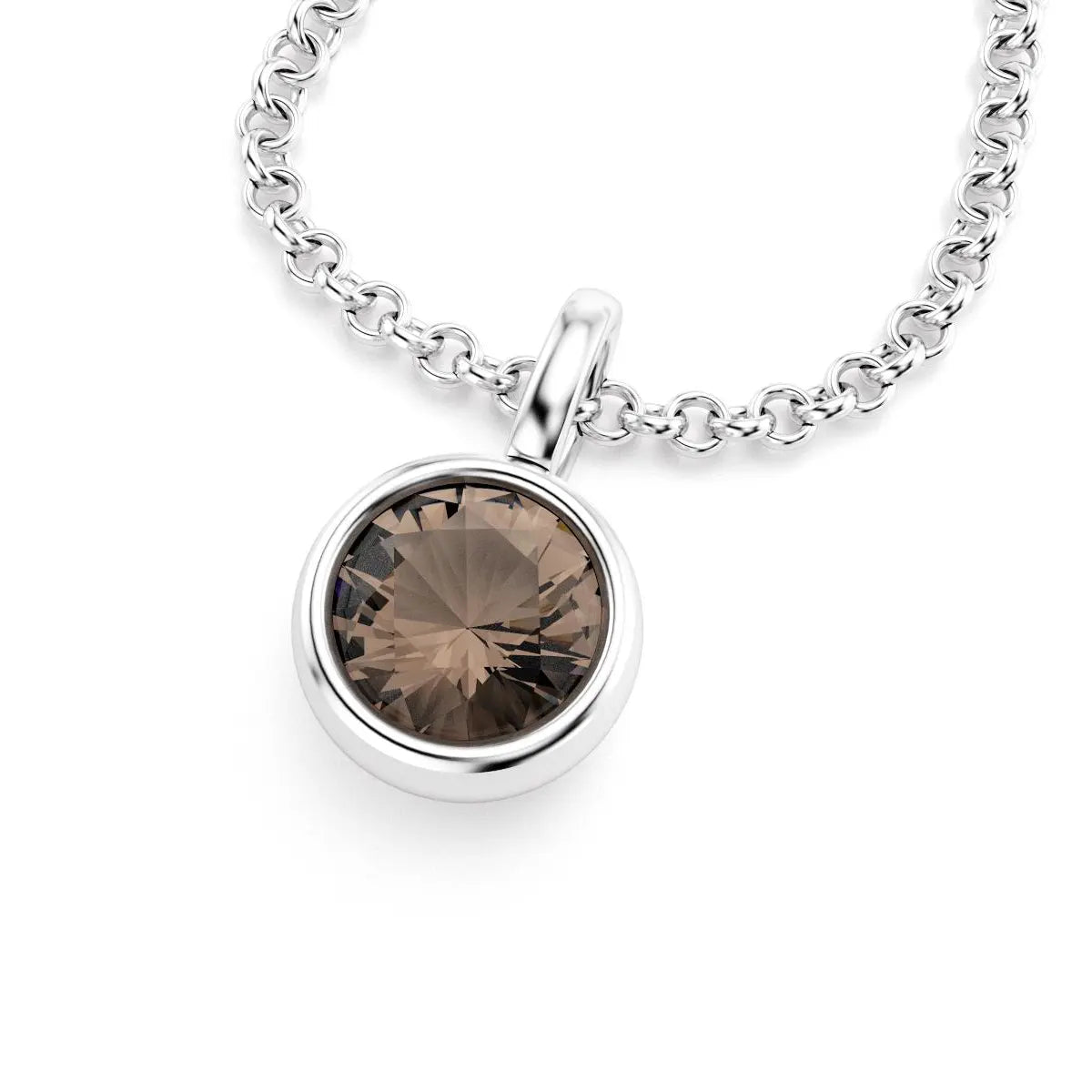 pendentif byzance pour femme en argent avec quartz fume rond