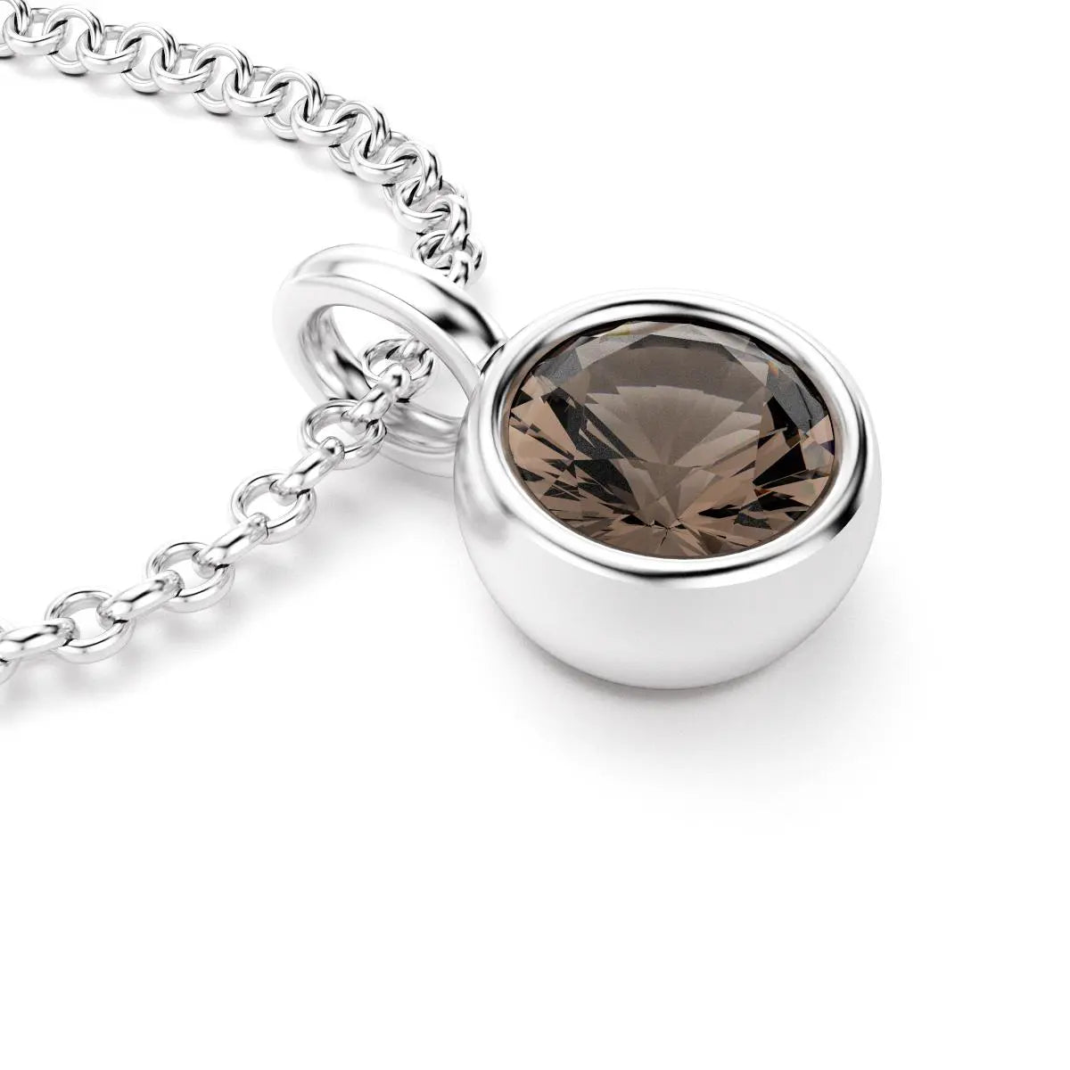 pendentif byzance pour femme en argent avec quartz fume rond