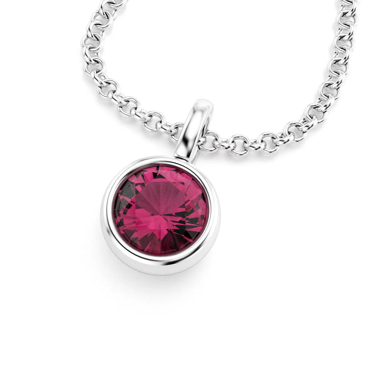 pendentif byzance pour femme en or blanc avec grenat rhodolite rond
