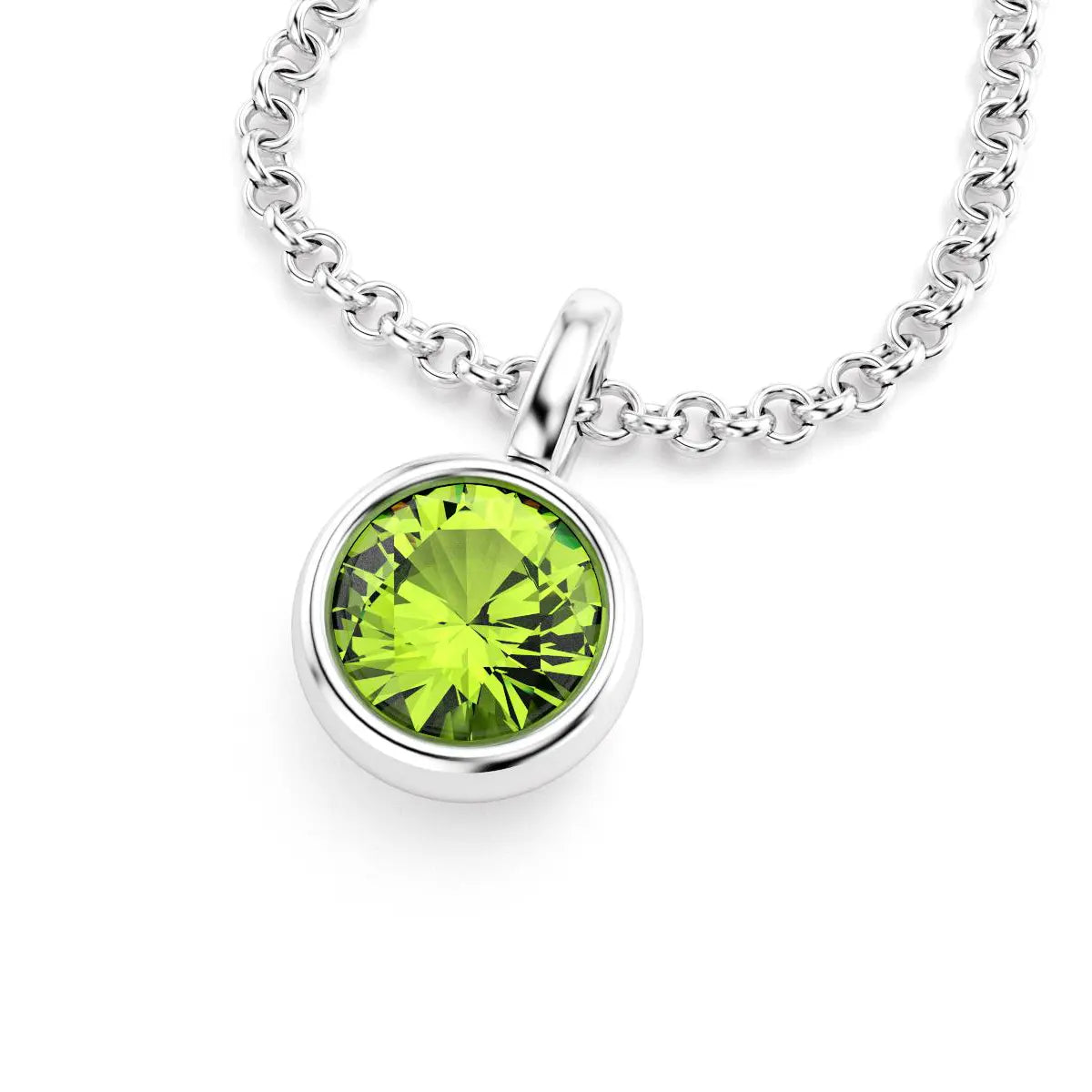pendentif byzance pour femme en or blanc avec peridot rond