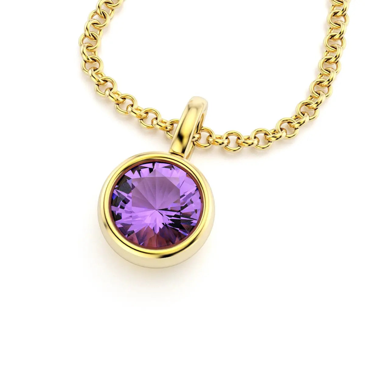 pendentif byzance pour femme en or jaune avec amethyste rond