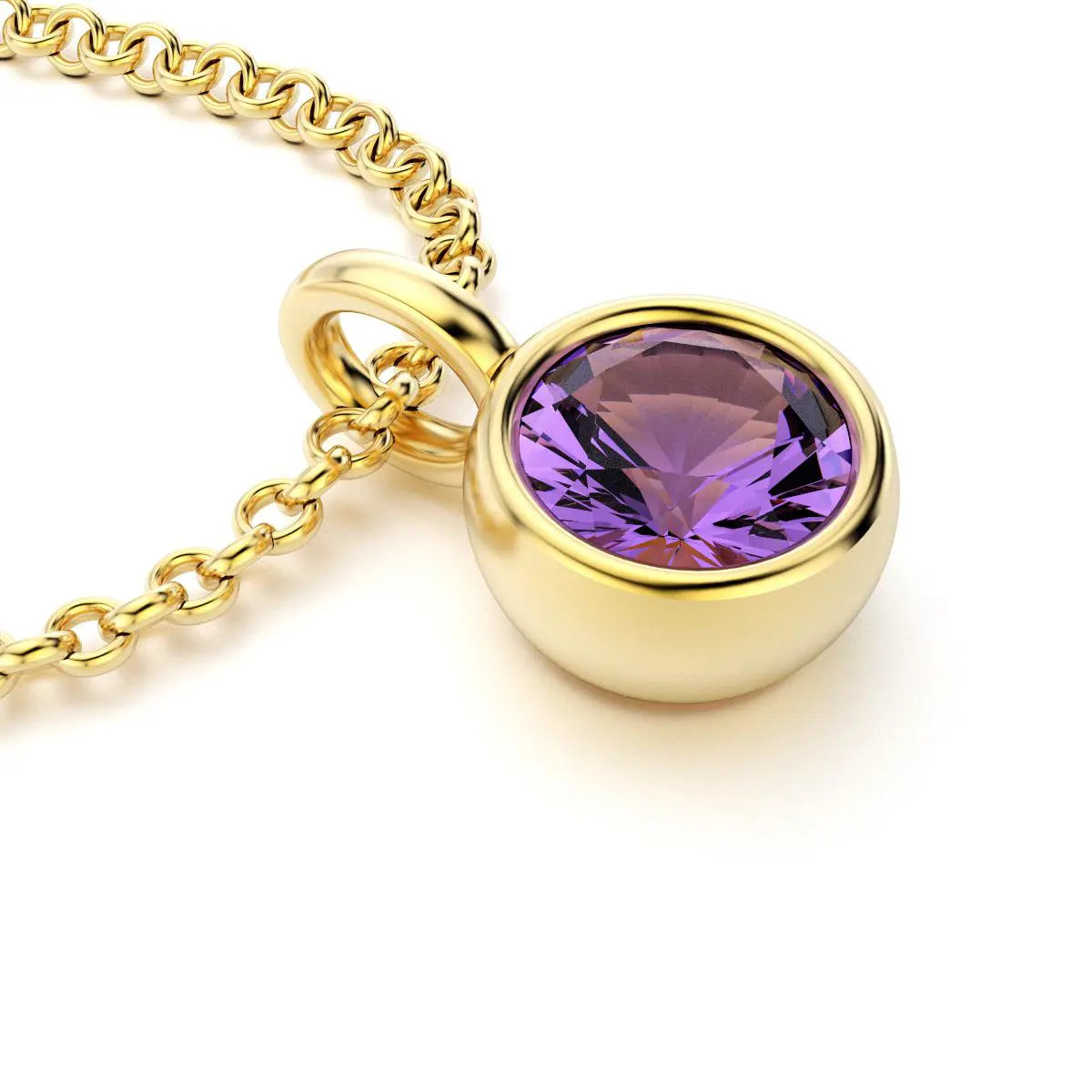 pendentif byzance pour femme en or jaune avec amethyste rond