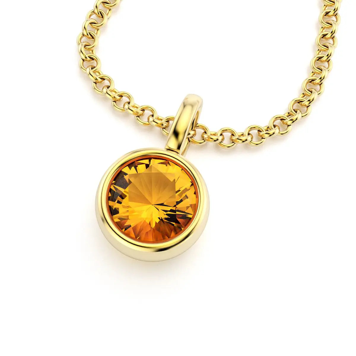 pendentif byzance pour femme en or jaune avec citrine rond