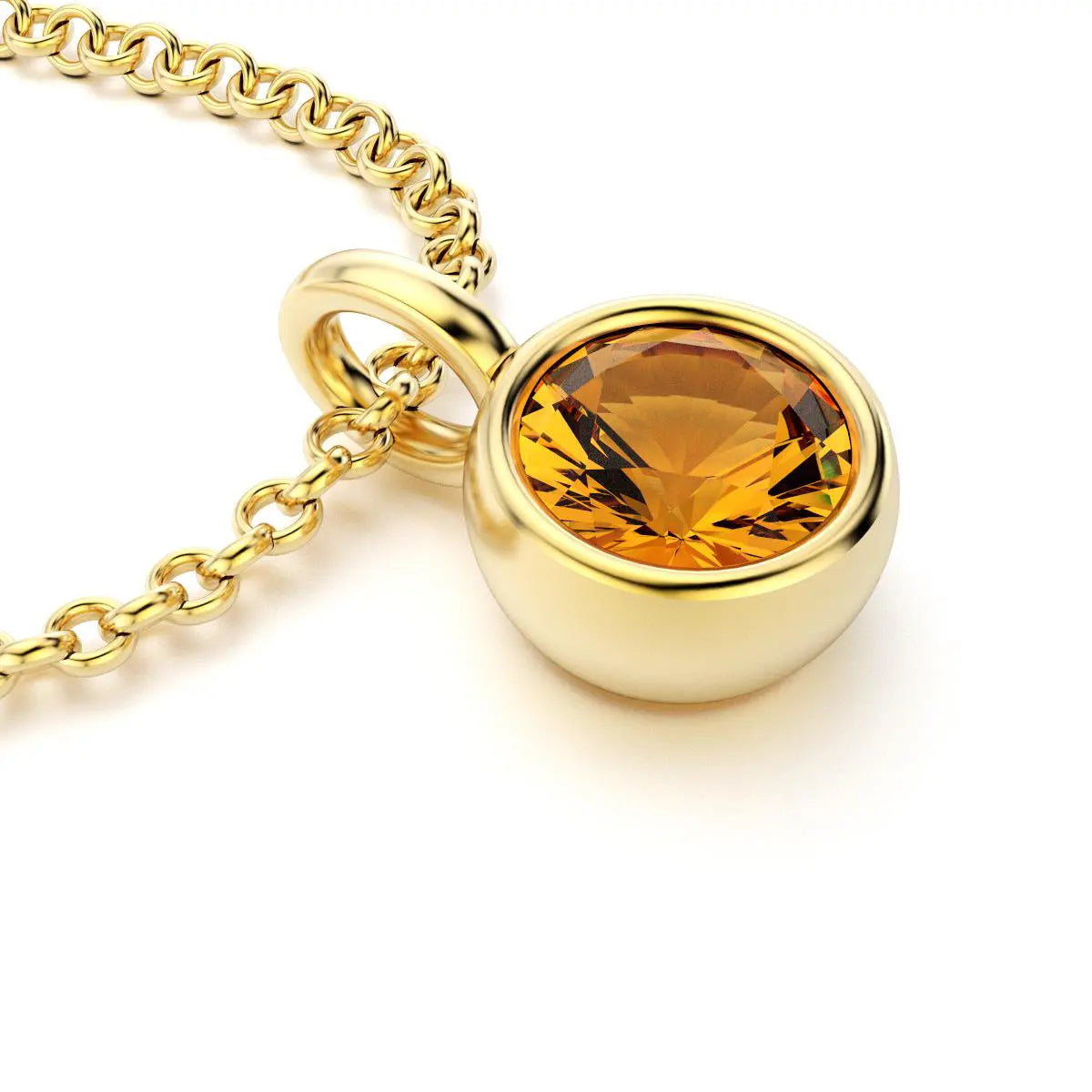 pendentif byzance pour femme en or jaune avec citrine rond