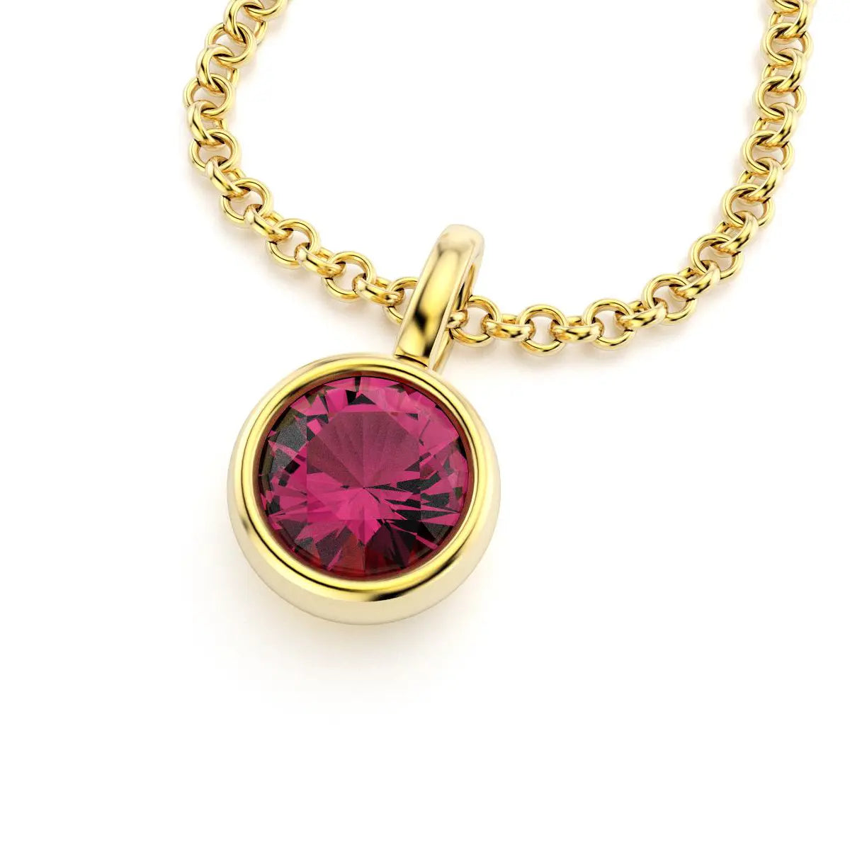 pendentif byzance pour femme en or jaune avec rhodolite rond