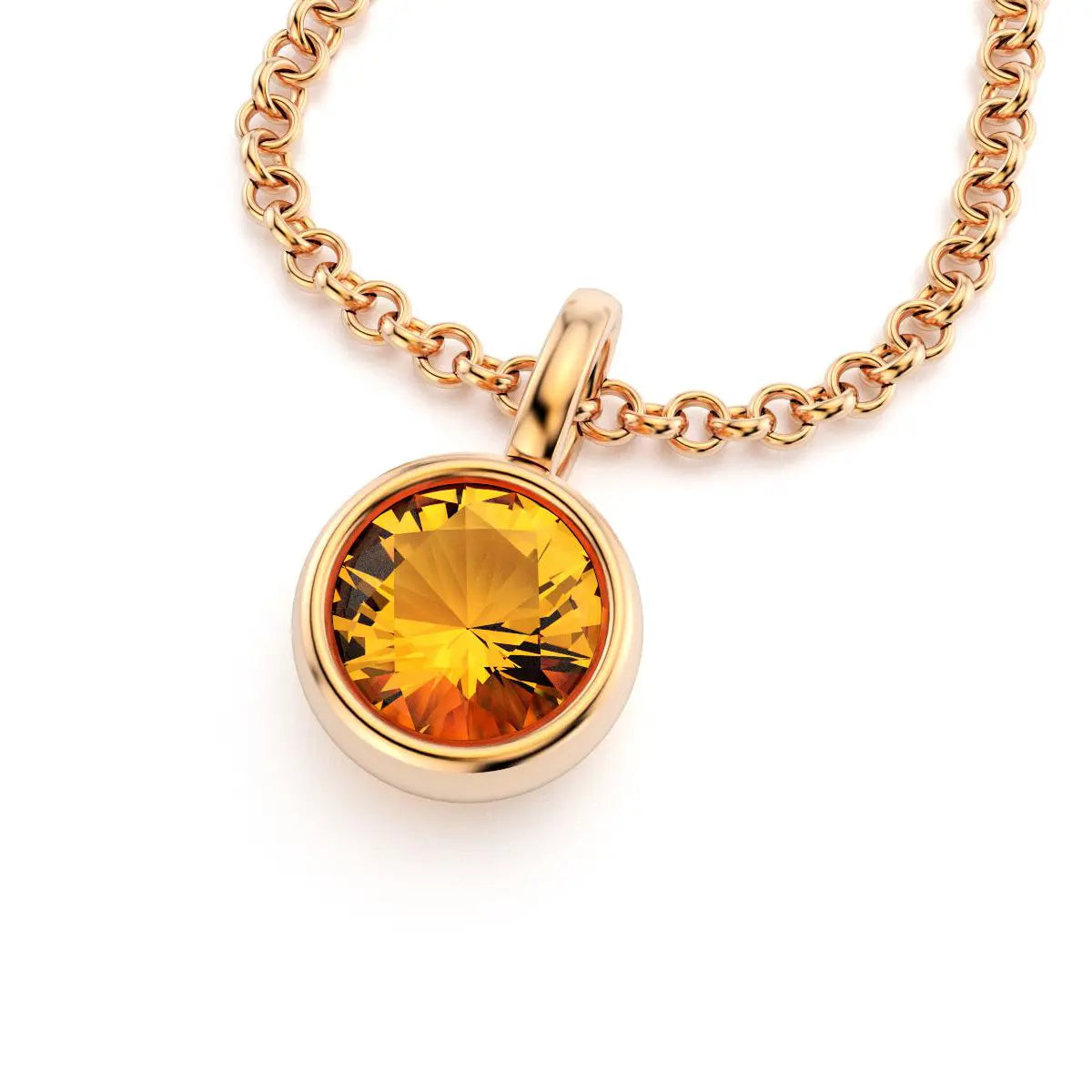 pendentif byzance pour femme en or rose avec citrine rond