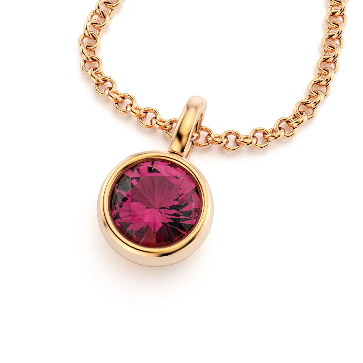 pendentif byzance pour femme en or rose avec rhodolite rond